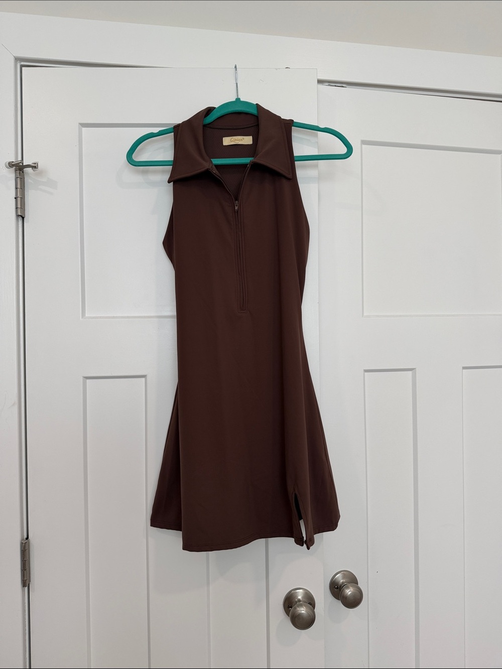 Sleeveless Polo Dress - Brown